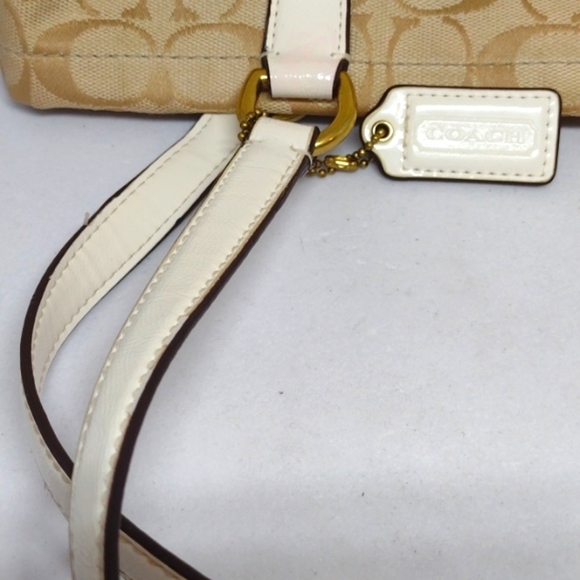 COACH Signature Khaki Jacquard Tote Handbag - Picture 7 of 13